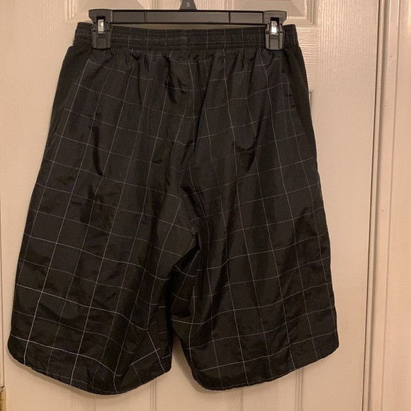 adidas Black & with White Pin Stripes Swim Trunks Size M  #334 - Picture 2 of 8